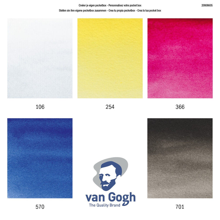 Van gogh aquarelverf pocket box primaire mengset | 5 halve napjes + 7 lege plekken