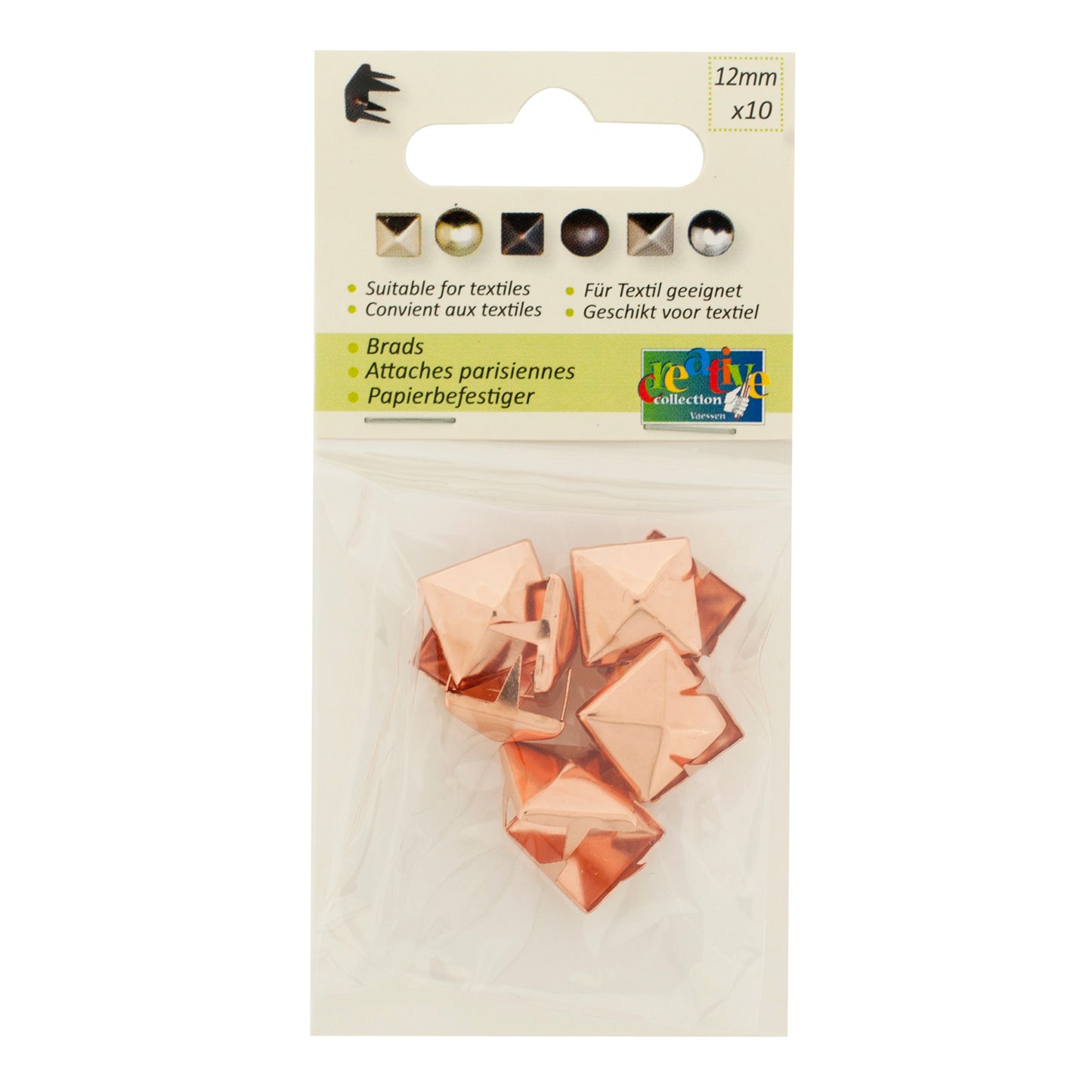 Vaessen creative • pendientes cuadrados 12x12mm 10ud cobre claro