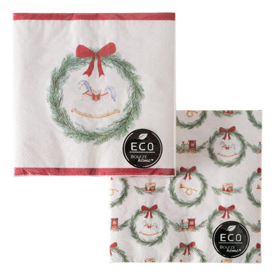 Boltze home servilletas navidad cavalloi 33cm papel reciclado rojo blanco 2 surtidos