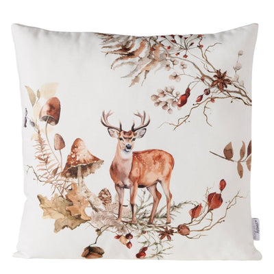 Boltze home cojín ciervo gerd poliéster verde marrón claro blanco 45x45cm