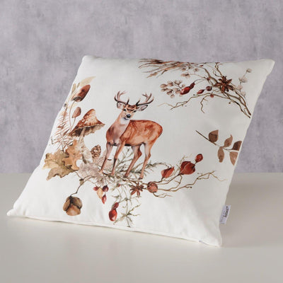 Boltze home cojín ciervo gerd poliéster verde marrón claro blanco 45x45cm