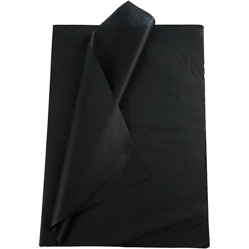 Tissuepapier, vel 50x70 cm, 17 gr, zwart, 25 vel 1 doos