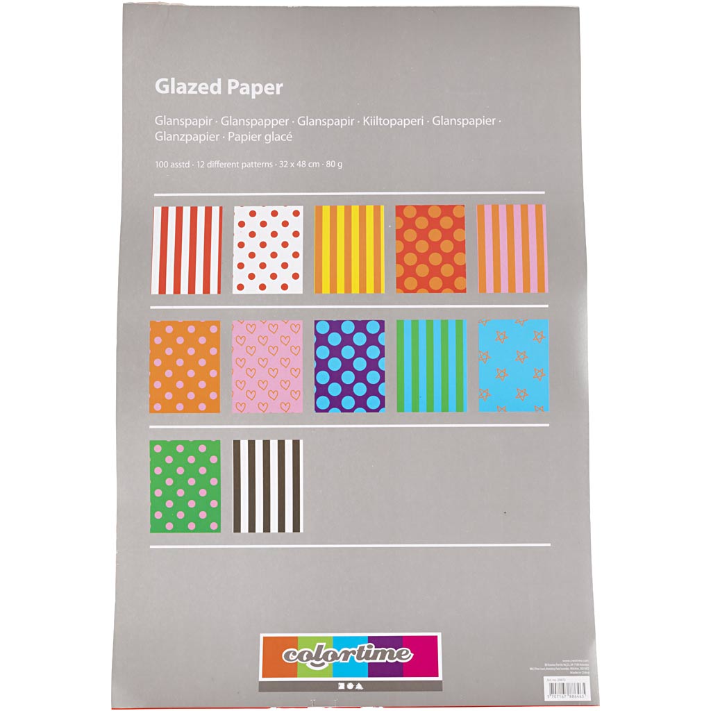 Creativ company glossy paper, pattern, sheet 32x48 cm, 80 gr, various colors, 100 div sheets 1 box