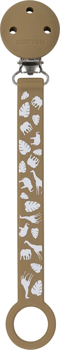 Nattou silicone - pacifier chain with universal attachment - 21 cm - mocha pattern