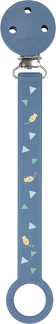 Nattou silicona - cadena para chupete con fijación universal - 21 cm - estampado azul oscuro