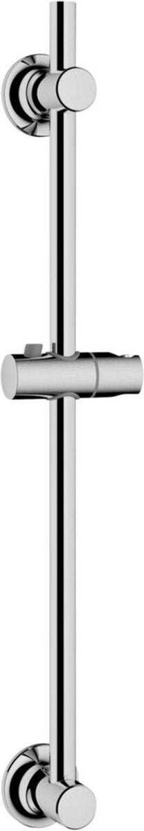 Barra de ducha Wenko de acero inoxidable cromada, longitud 70 cm, diámetro 22 mm, con soporte para cabezal de ducha y 2 soportes de pared - barra deslizante cromada - montaje sin taladrar