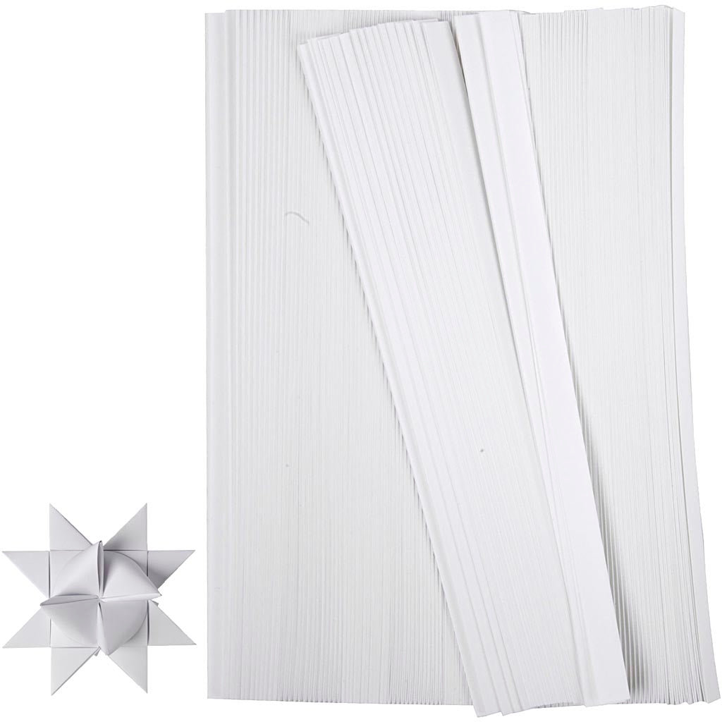 Fueras de trenza de Creativ Company, L: 45 cm, B: 10 mm, D 4.5 cm, blanco, 500 tiras 1 caja