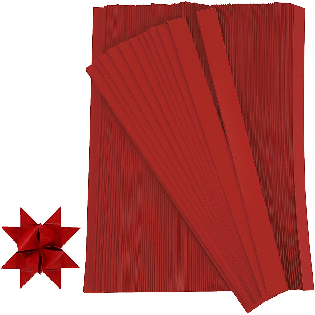 Creative Company Braid Strips, L: 45 cm, B: 15 mm, D 6,5 cm, rosso, 500 strisce 1 scatola