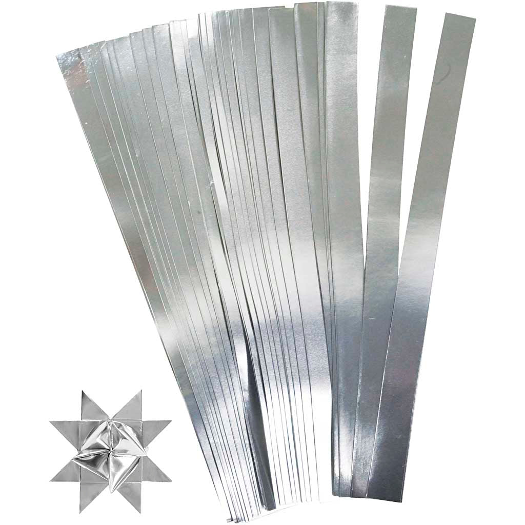 Creative Company Braid Strips, L: 45 cm, B: 15 mm, D 6,5 cm, argento, 100 strisce 1 scatola