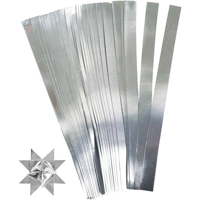 Creative Company Braid Strips, L: 45 cm, B: 15 mm, D 6,5 cm, argento, 100 strisce 1 scatola