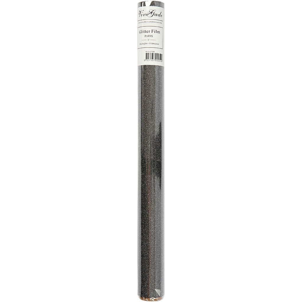 Vivi gade glitter foil, w: 35 cm, thickness 110 my, black, 2 m 1 roll