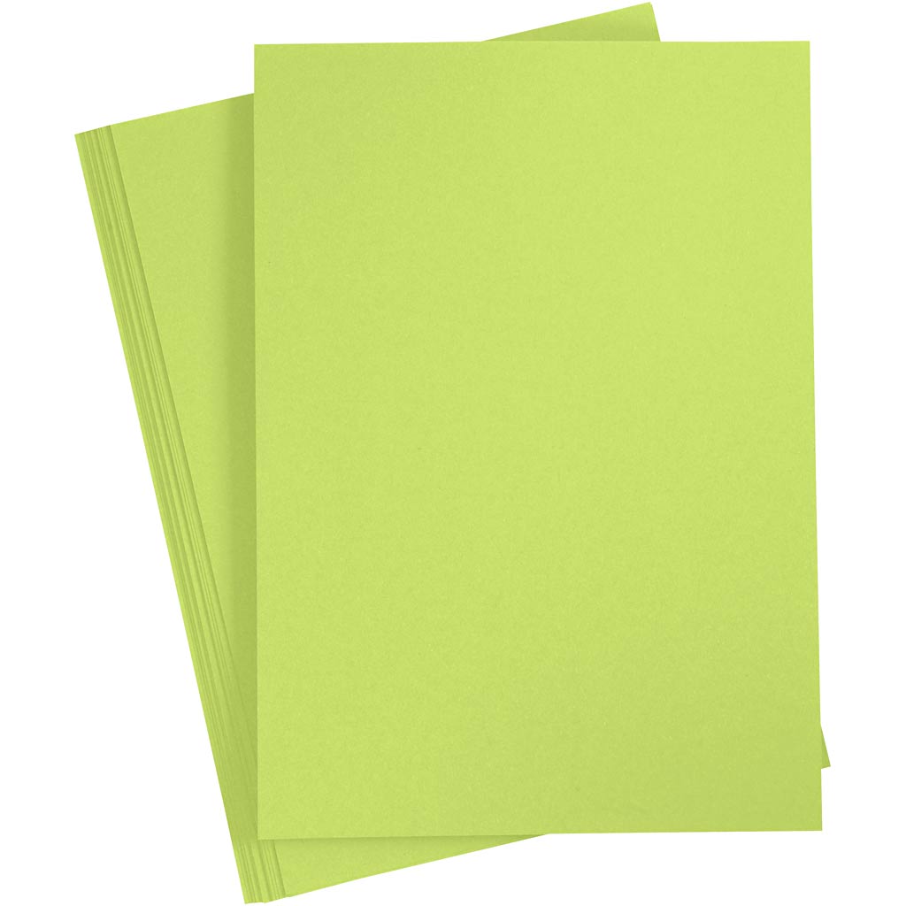 Gekleurd karton, a4, vel 210x297 mm, 180 gr, lichtgroen, 20 vel 1 doos