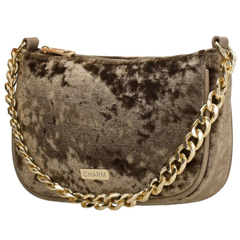 Charm london velvet schoudertas brons