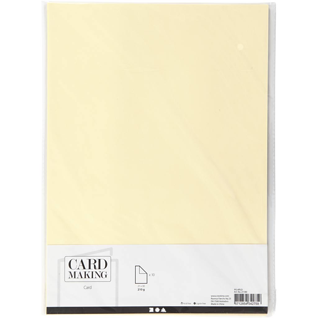 Cartoncino Creative Company, A4, foglio 210x297 mm, 210 g, giallo pastello, 10 fogli 1 scatola