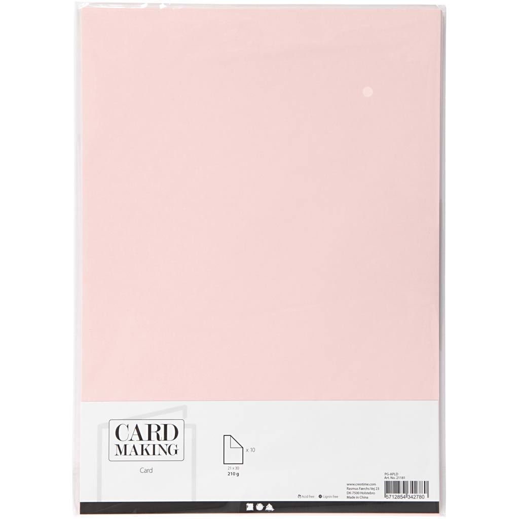 Creativ company cardboard, a4, sheet 210x297 mm, 210 g, light pink, 10 sheets 1 box
