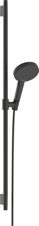 Hansgrohe raindancealive select s - set de ducha - ahorro de agua ecosmart - control de botón selecto - tamaño 125 mm - 3 funciones de chorro - cromo negro cepillado