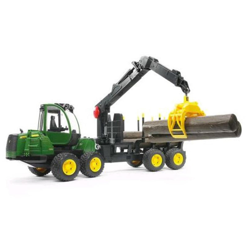Bruder John Deere 1210E RESERDER con cuatro troncos de árboles y