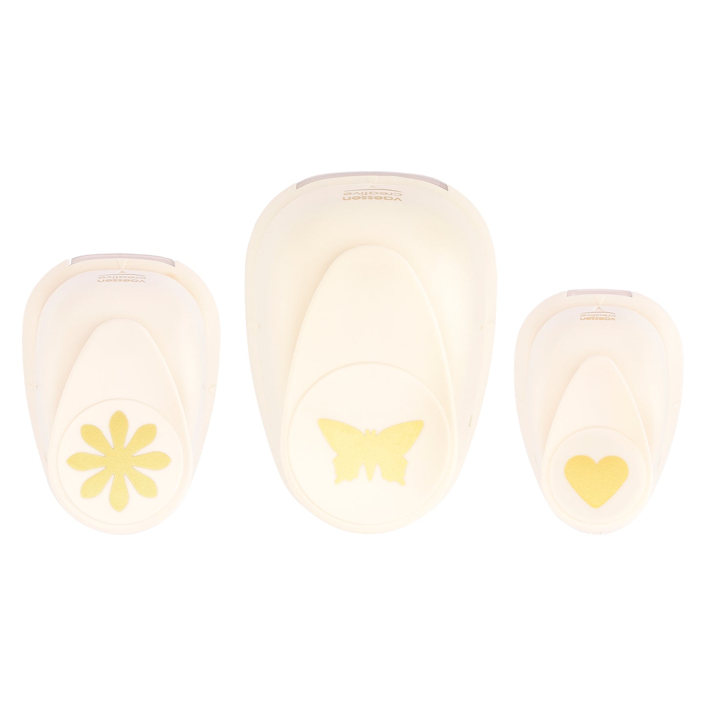 Vaessen creative • set di punzoni cuore fiore farfalla 3 pz.
