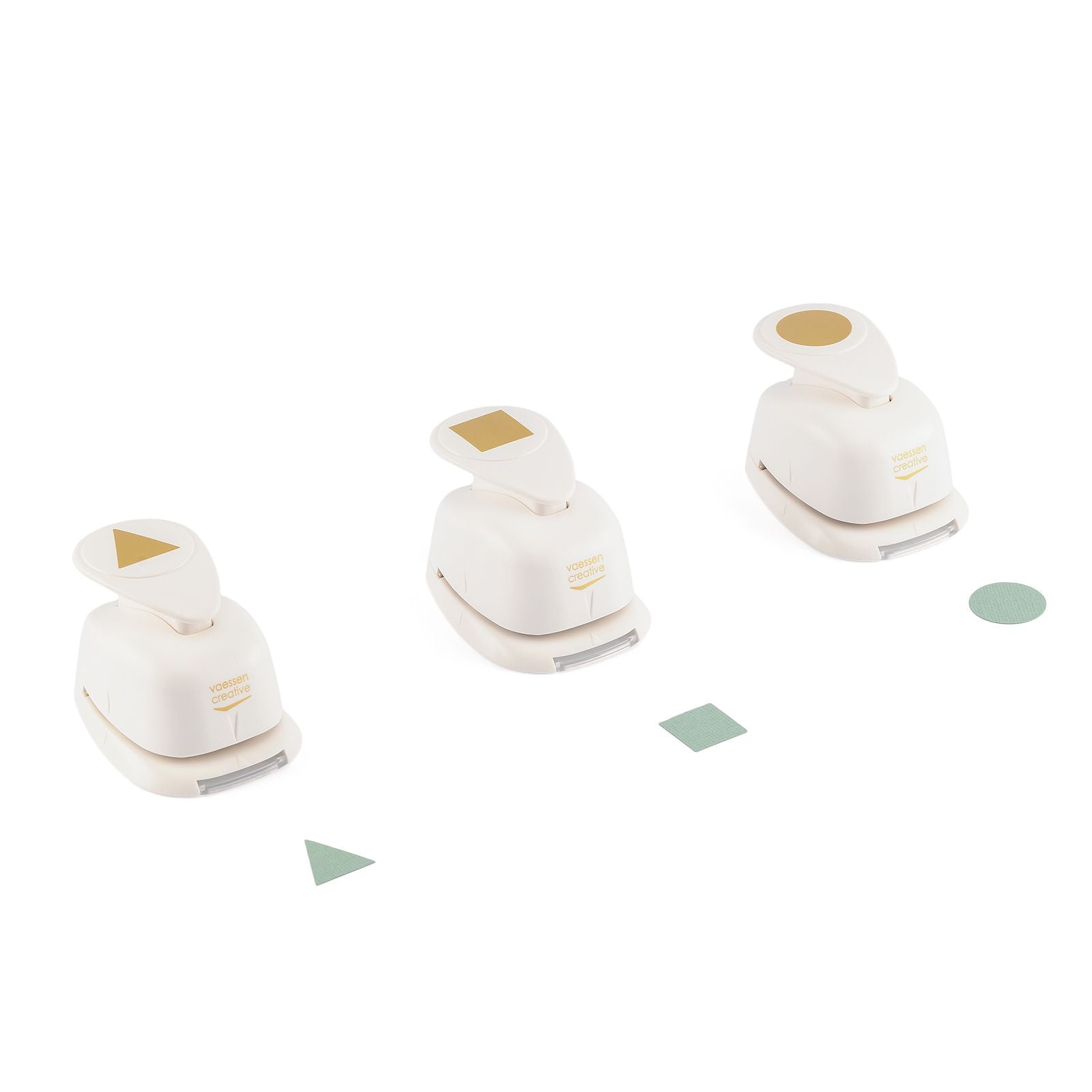 Vaessen creative • juego de punzones para figuras círculo cuadrado triángulo 3 piezas.