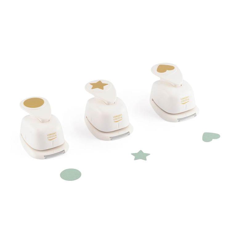 Vaessen creative • set di punzoni per figure cerchio cuore stella 3 pz