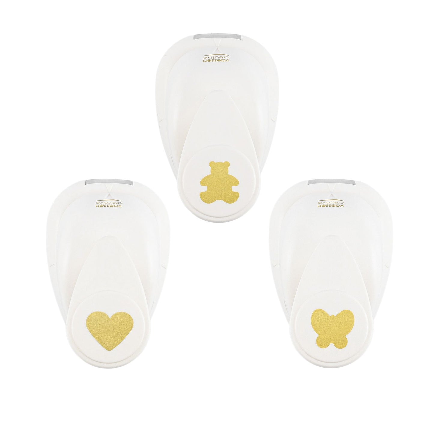 Vaessen creative • juego de punzones para figuras oso corazón mariposa pequeño 3 piezas