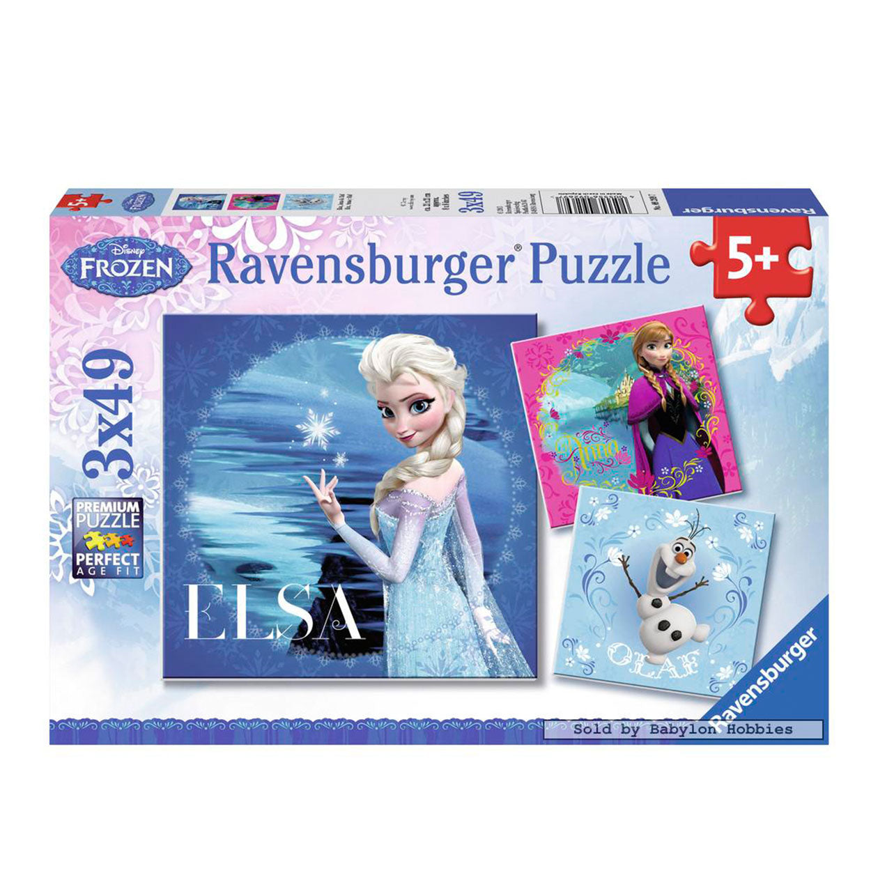 Ravensburger - Puzzle congelado: Elsa Anna Olaf 3x49st.