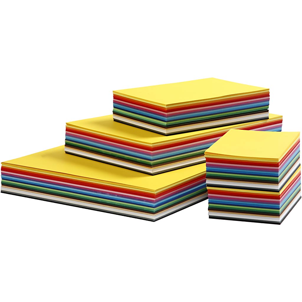Cartoncino colorato Colortime, a3, a4, a5, a6, 180 gr, colori vari, 1500 fogli vari 1 scatola