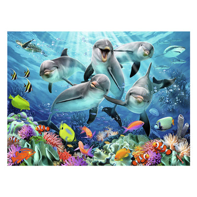 I delfini del puzzle di Ravensburger Jigsaw nella barriera corallina, 500st.
