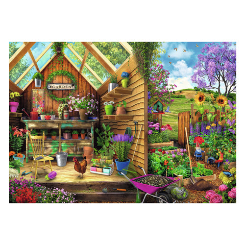 Ravensburger puzzel blik in het tuinhuis