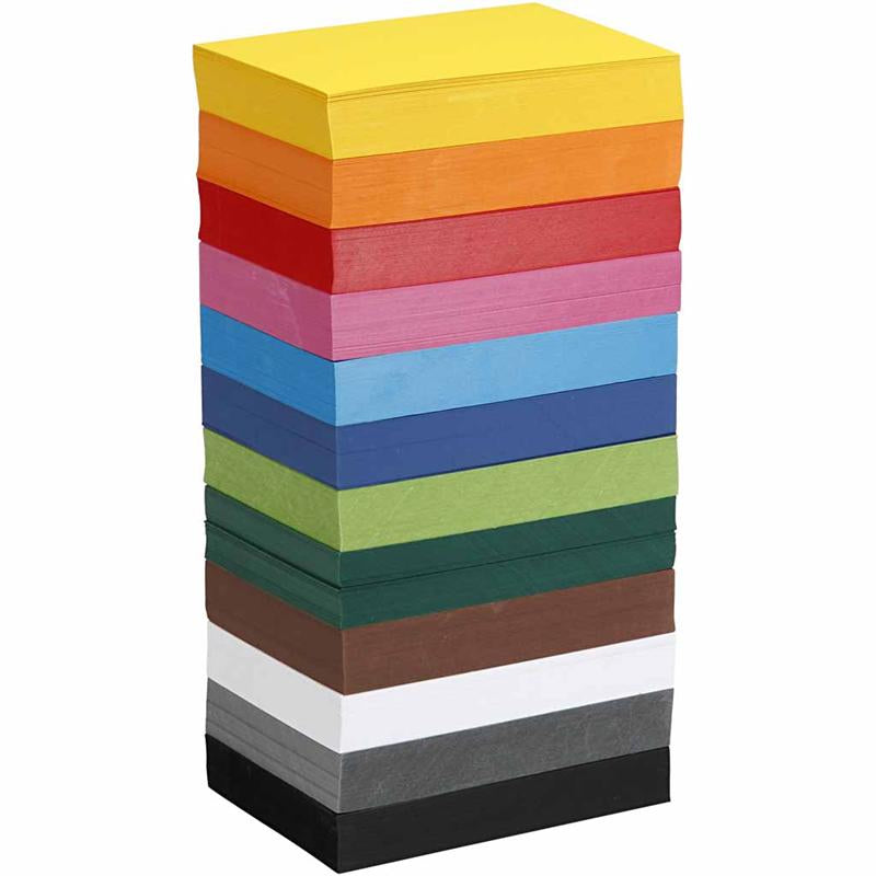 Gekleurd karton, a6, vel 105x148 mm, 180 gr, diverse kleuren, 12x100 vel 1 doos