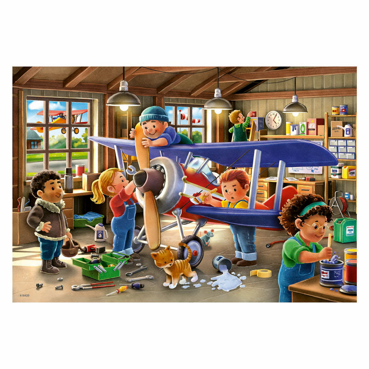Aereo puzzle di ravensburger e riparazione del treno, 2x24st.
