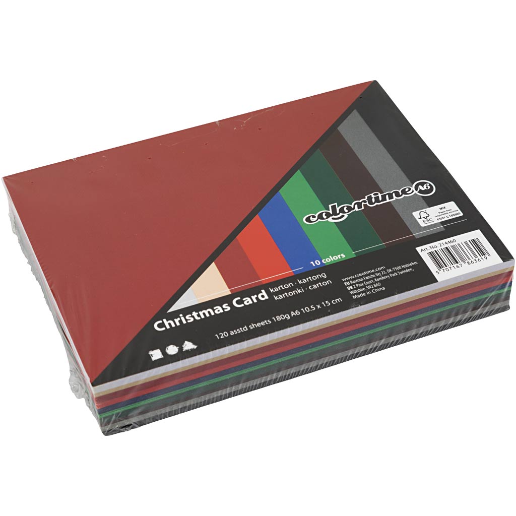 Tarjetas de cartón de Creativ Company Colores navideños, 120 hojas