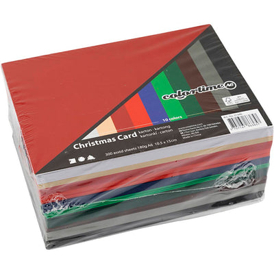 Cartoncino natalizio Colortime, a6, foglio 105x148 mm, 180 gr, vari colori, 300 fogli div 1 scatola