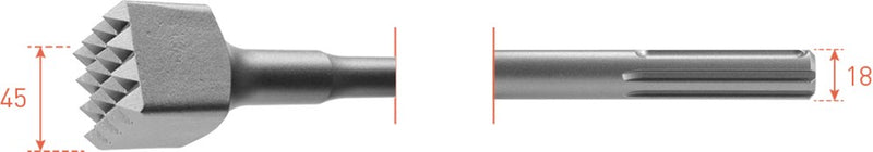 Scalpello per bocciardatura Rotec sds max 45x45x240mm