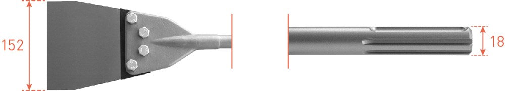 Scalpello a spatola Rotec sds max 152x630mm