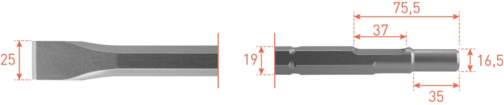 Scalpello piatto Rotec sds 300mm