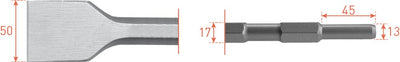 Scalpello a vanga larga Rotec 50x280mm 6k-17mm
