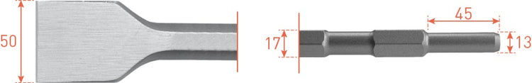 Scalpello a vanga larga Rotec 50x280mm 6k-17mm