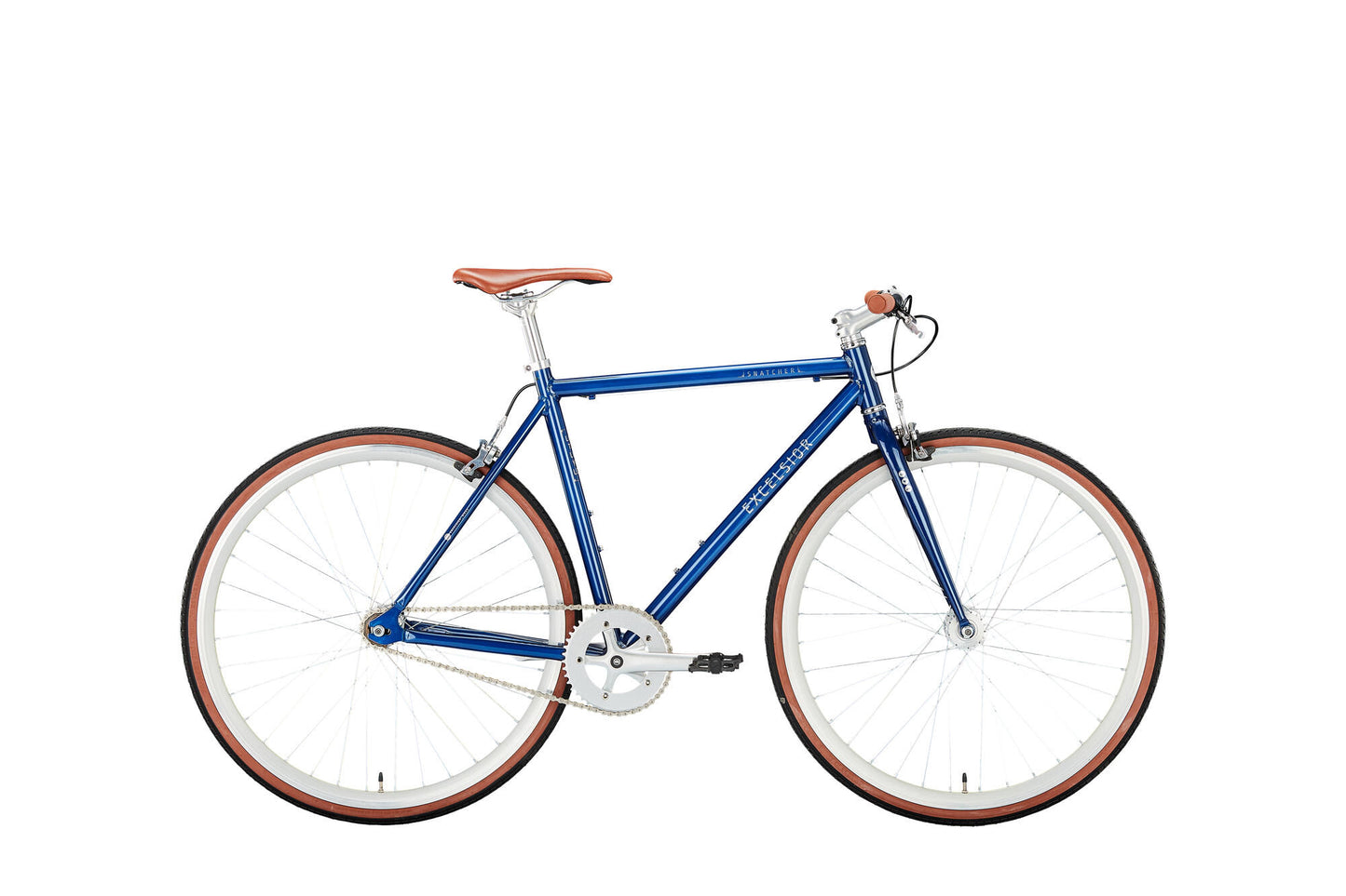 La bicicleta de SinglesPeed Snatcher (#1) Excelsior sobresale. Snatcher 28 57 Diam. 1sp azul