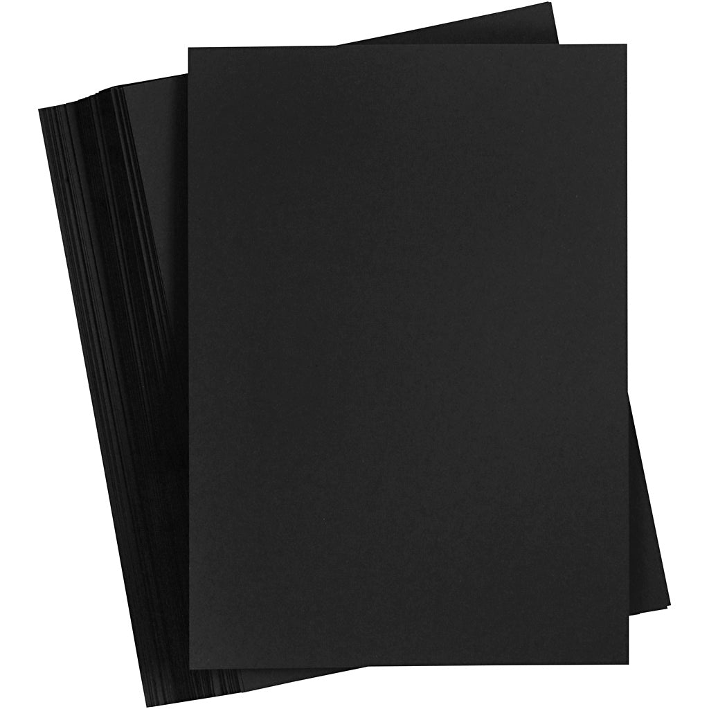 Gekleurd karton, a5, vel 148x210 mm, 200 gr, zwart, 100 vel 1 doos