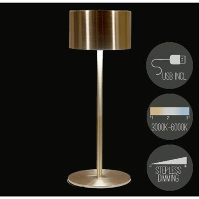 Anna's collection lámpara de mesa recargable USB oro 8x22cm