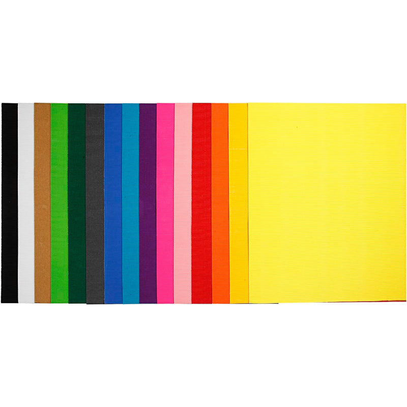 Creativ company cartone ondulato, foglio 50x70 cm, 80 gr, vari colori, 15 fogli 1 scatola