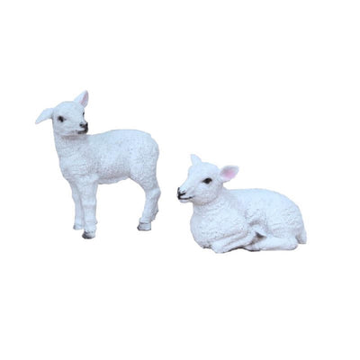 Gerkimex beeldje schaap polystone staand of liggend 7x4x5cm
