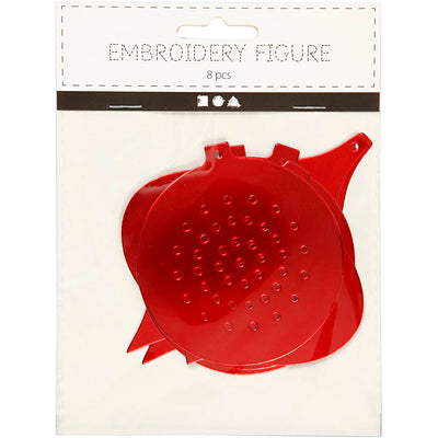Creativ company cartoncino punto croce, decorazione ciliegia, h: 8,5-12 cm, misura buco 3 mm, rosso metallizzato, 8 pezzi 1 scatola
