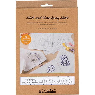 Creativ company hojas para bordar solubles en agua, diseños decorativos, a5, hoja 148,5x210 mm, 6 hojas 1 caja