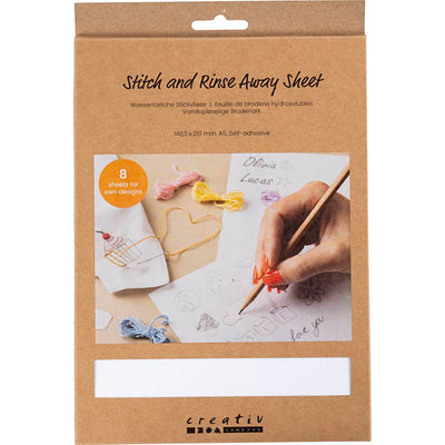 Creativ company hojas para bordar solubles en agua, a5, hoja 148,5x210 mm, blanco, 8 hojas 1 caja