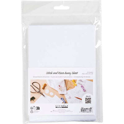 Fogli da ricamo idrosolubili Creative Company, A5, foglio 148,5x210 mm, bianco, 24 fogli 1 scatola