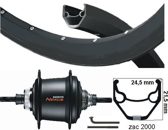 Kgz achterwiel 28inch (622) velg zw spaak zw nexus7 centerlock zwart