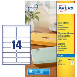 Etichette inkjet quickpeel avery j8563-25 99,1x38,1mm trasparente