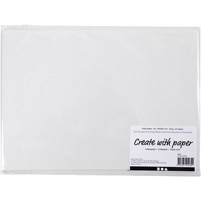 Carta kraft Creative Company, A4, foglio 210x297 mm, 100 gr, bianco, 20 fogli 1 scatola